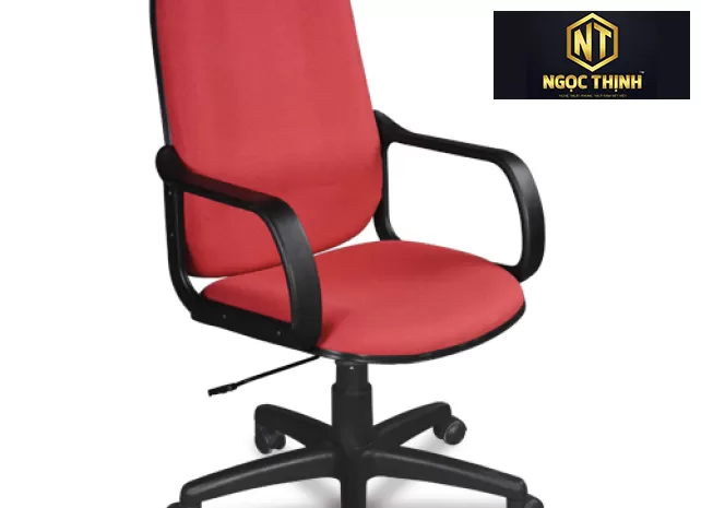 Ghế lãnh đạo lưng cao, đệm tựa bọc vải, chân và tay ghế bằng nhựa SG216